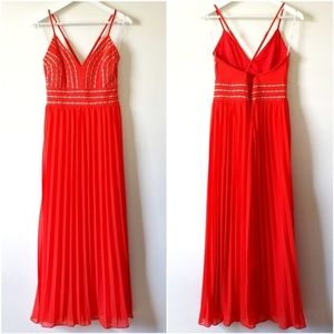 Lulu's Beaded Pleated Criss Cross Maxi Dress